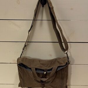 Brown Canvas Crossbody Bag with Top Handles